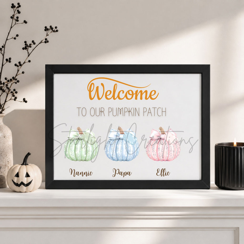 Personalised Family Pumpkin Patch Print | Halloween Family Name Print | Custom Autumn Home Decor | A4 Unframed Gift