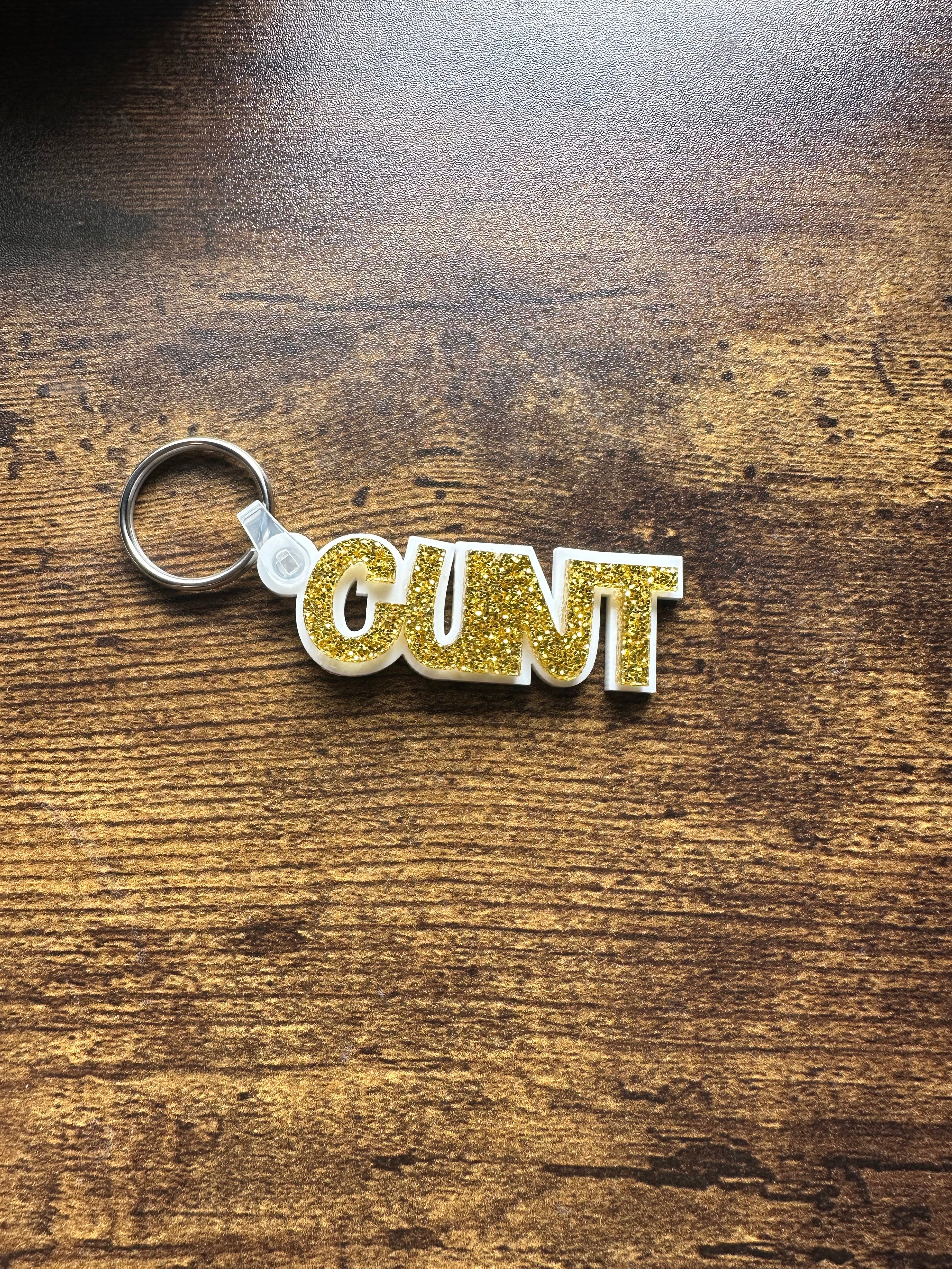 Funny Glitter Resin Swear Word Keyring | Handmade Acrylic Keychain | Novelty Gift for Friends, Birthdays & Secret Santa
