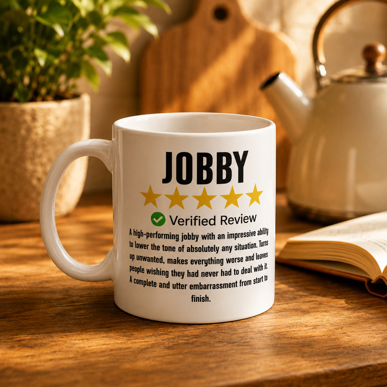 Jobby Scottish slang mug – funny five-star review print