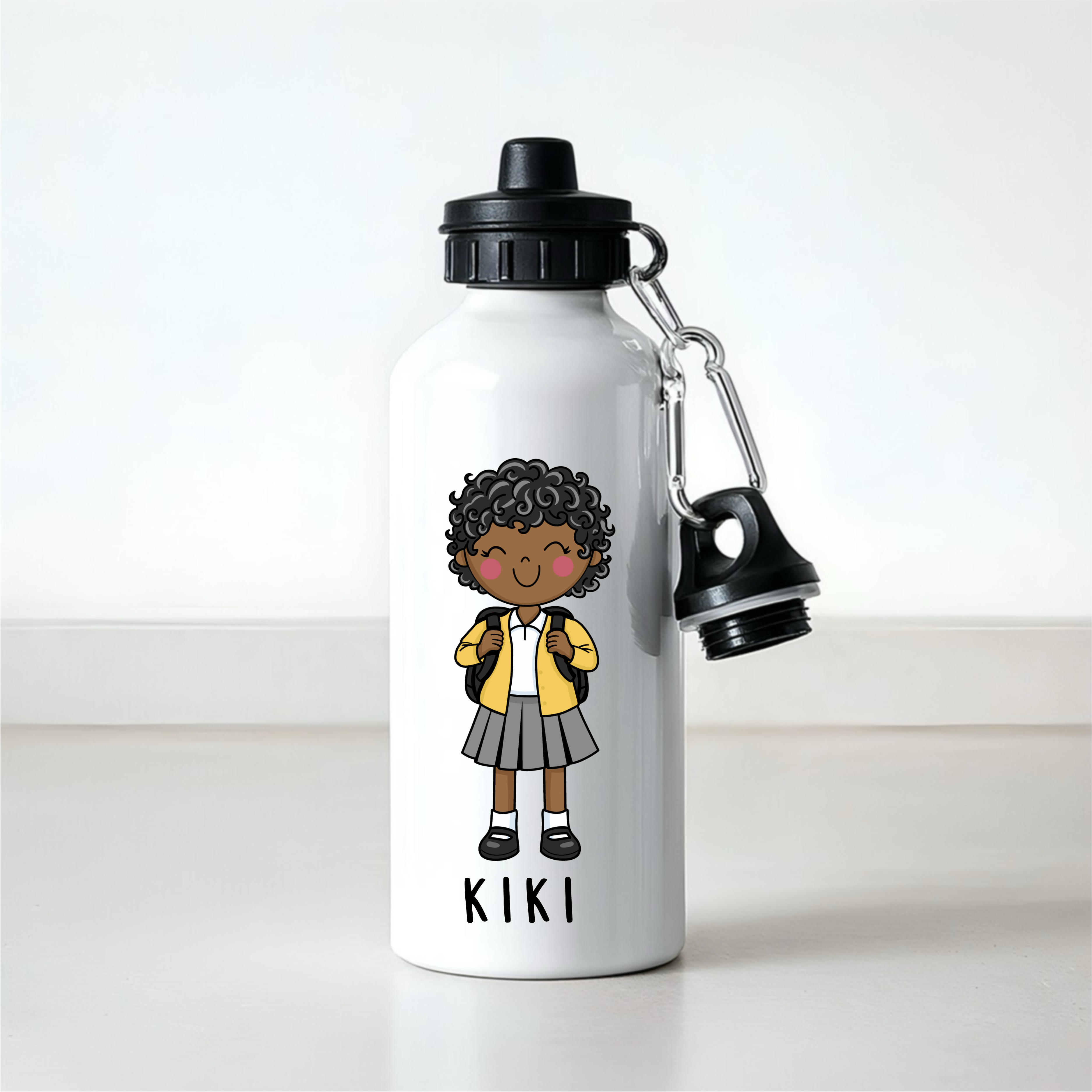 Personalised Girls School Water Bottle – 600ml Aluminium Bottle – Custom Name Bottle for School, Nursery & Travel