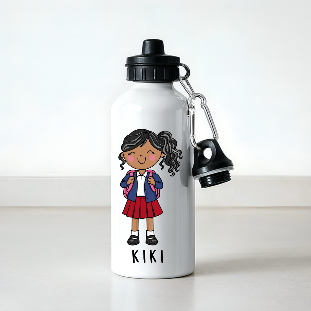 Personalised Girls School Water Bottle – 600ml Aluminium Bottle – Custom Name Bottle for School, Nursery & Travel