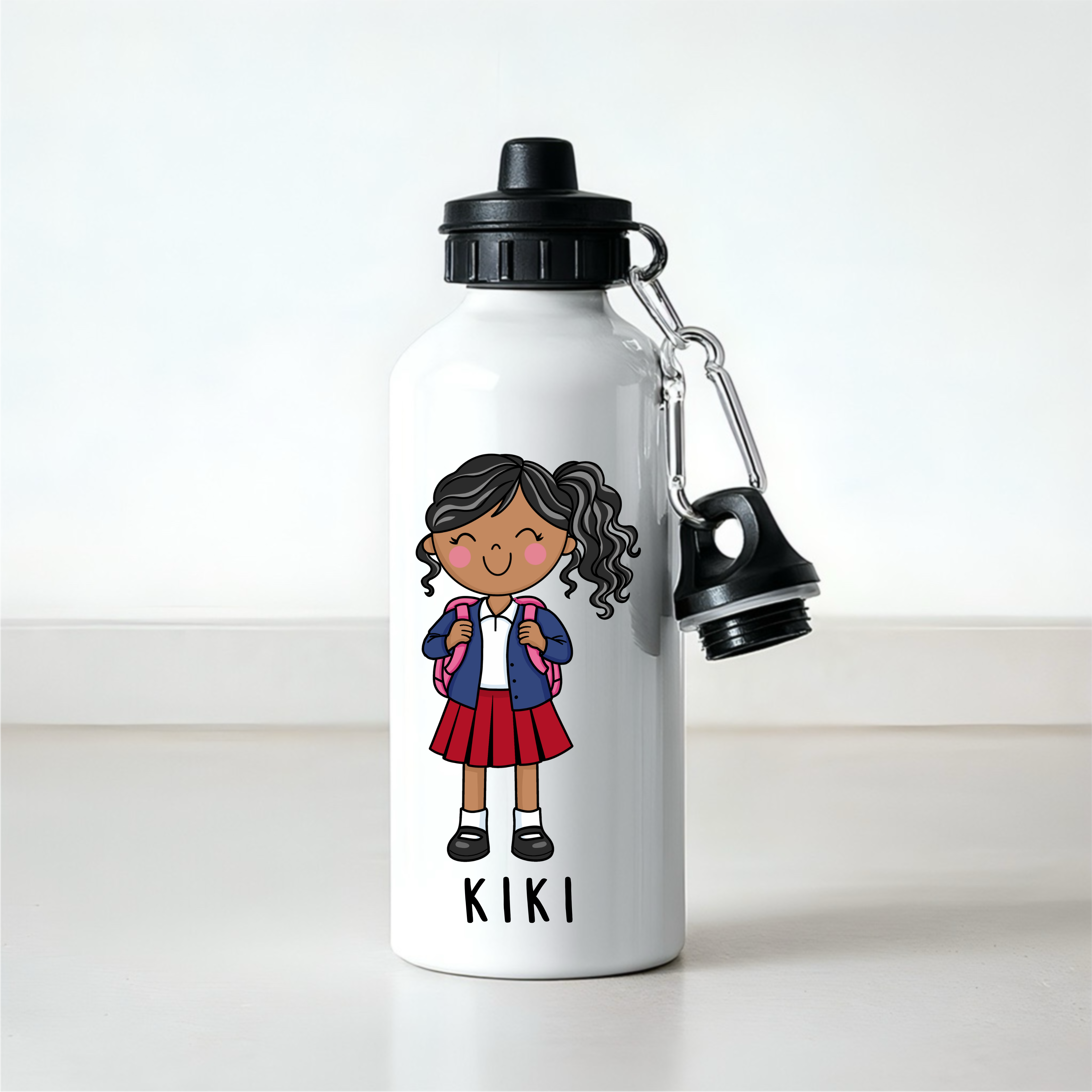 Personalised Girls School Water Bottle – 600ml Aluminium Bottle – Custom Name Bottle for School, Nursery & Travel