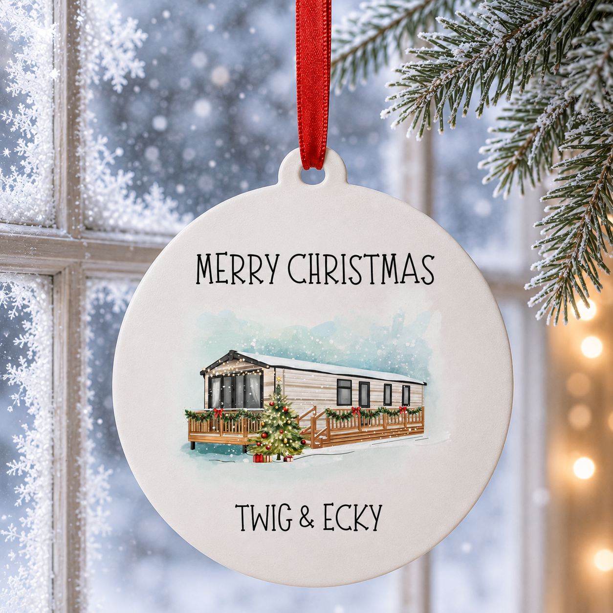 Personalised Christmas Caravan Bauble