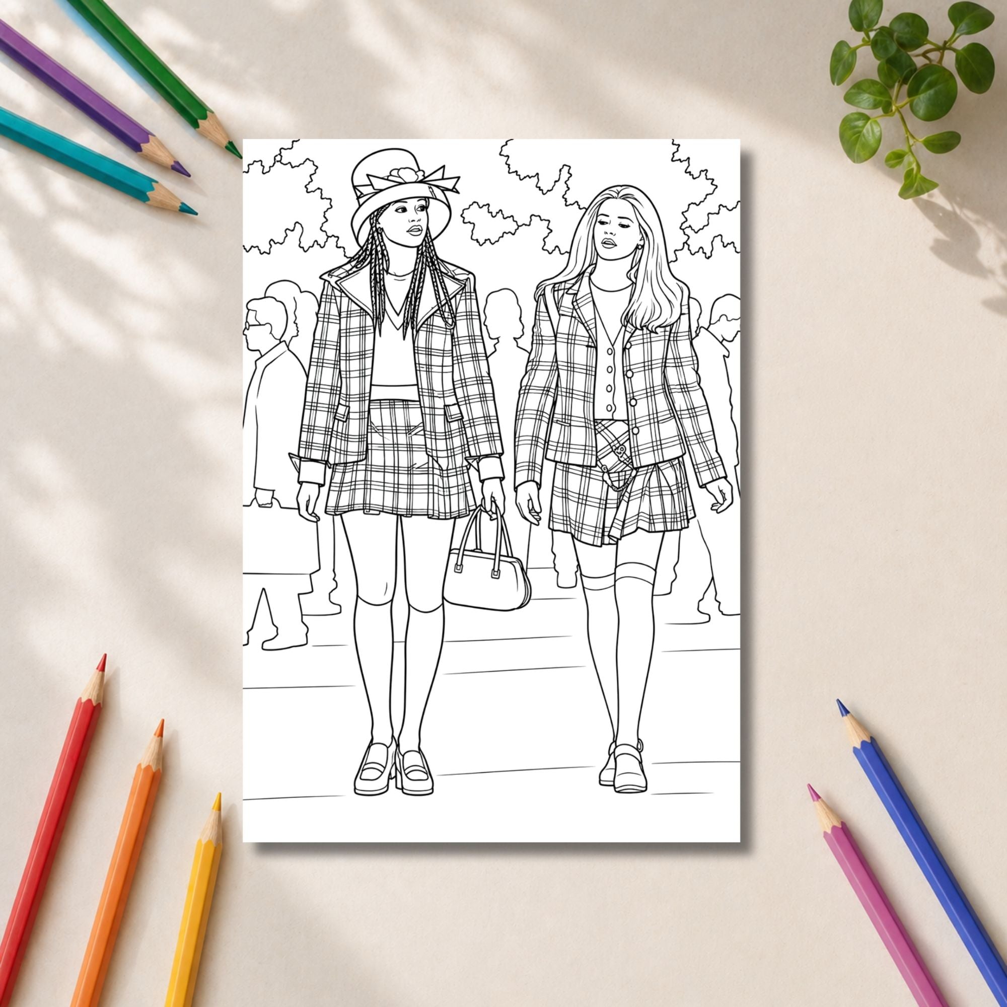 Clueless Inspired Colouring Book | 21-Page Nostalgic 90s Adult Colouring Book | Movie-Inspired Gift | Relaxing Colouring Book