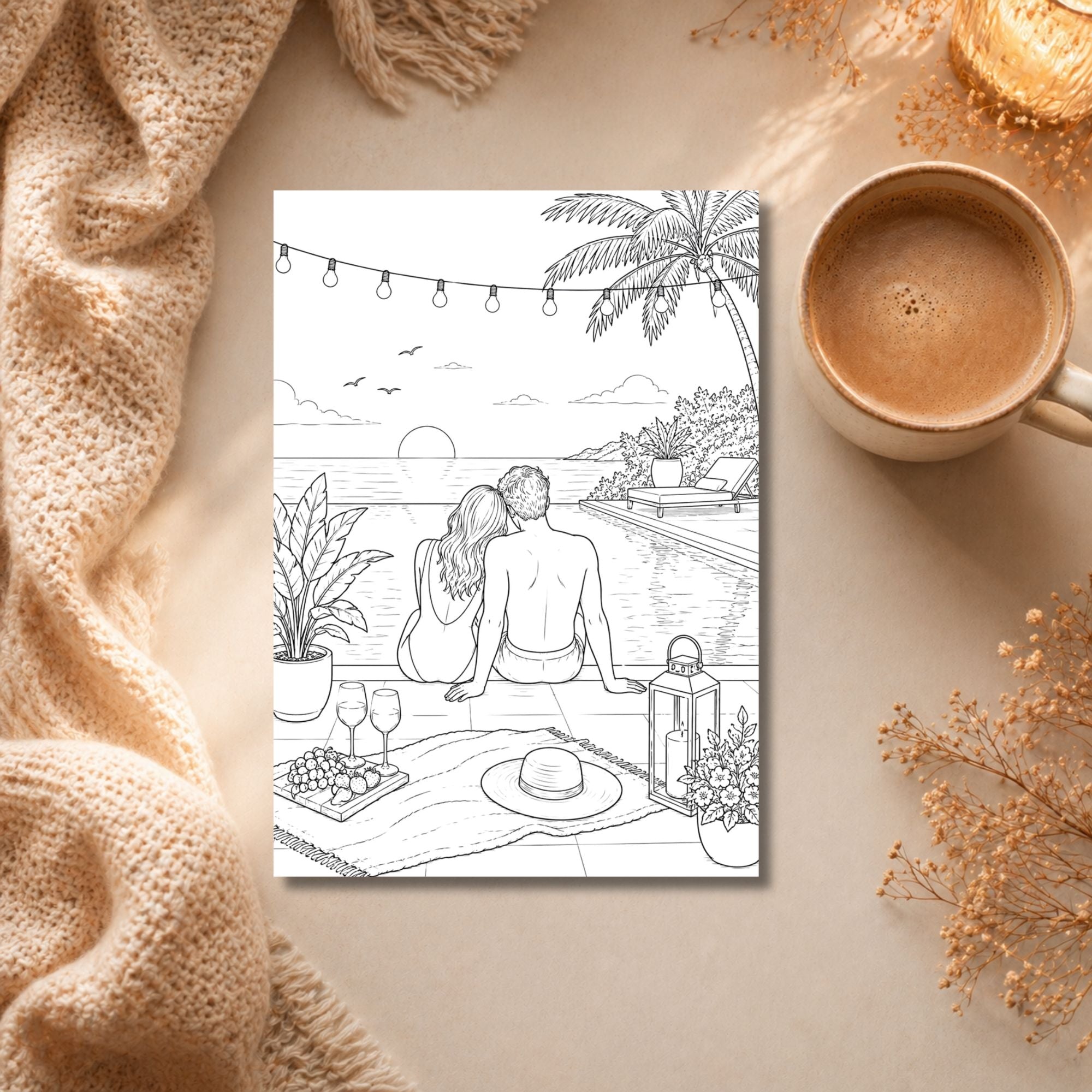 Love Island Inspired Colouring Book | 21 Summer Villa Colouring Pages | Reality TV Fan Gift | A4 Adult Colouring Book