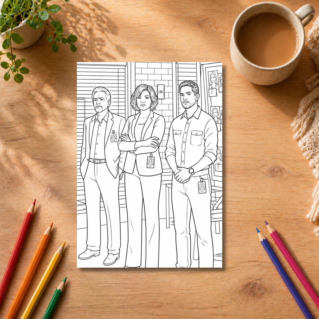 Criminal Minds Inspired Colouring Book | 21 Crime Drama Colouring Pages | FBI TV Fan Gift | A4 Adult Colouring Book