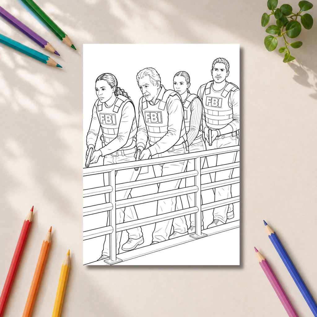 Criminal Minds Inspired Colouring Book | 21 Crime Drama Colouring Pages | FBI TV Fan Gift | A4 Adult Colouring Book