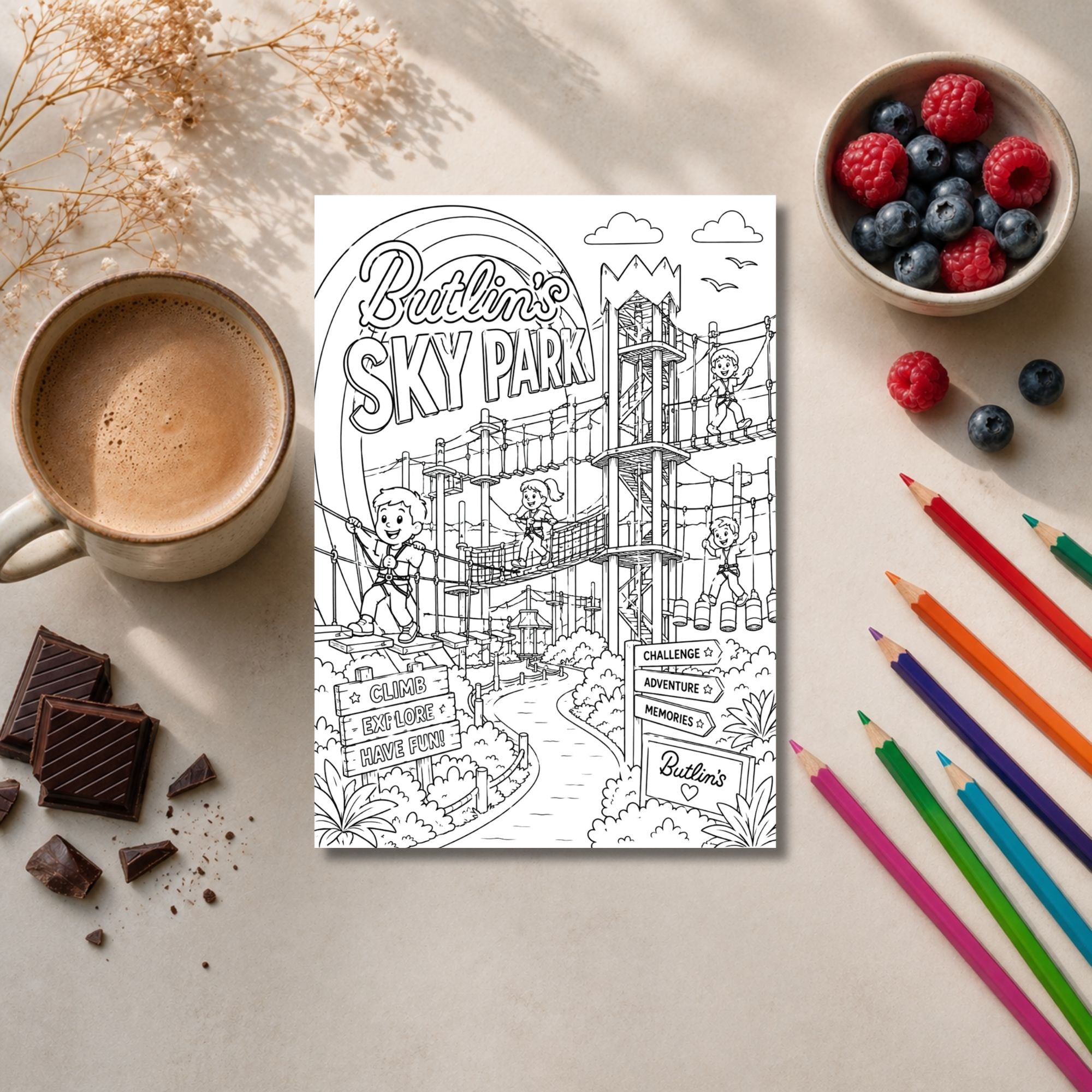 Butlin's Inspired Colouring Book | 21-Page Holiday & Seaside Adult Colouring Book | British Holiday Gift