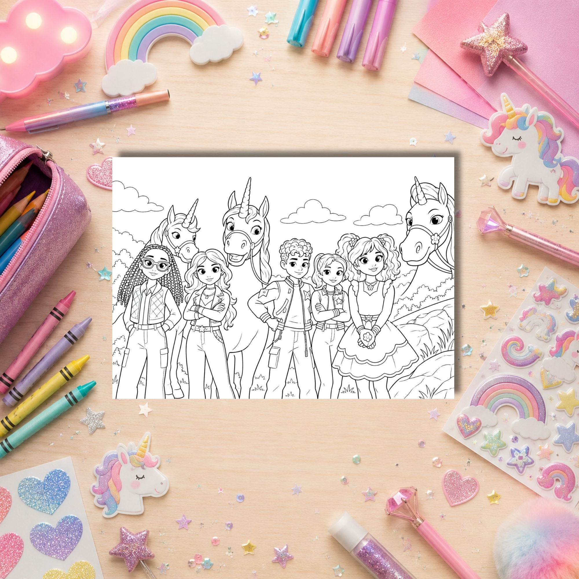 Unicorn Academy Inspired Colouring Book | 21 Magical Colouring Pages | Unicorn Gift for Kids | A4 Colouring Book