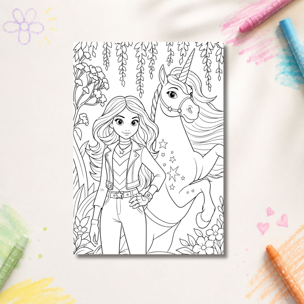 Unicorn Academy Inspired Colouring Book | 21 Magical Colouring Pages | Unicorn Gift for Kids | A4 Colouring Book