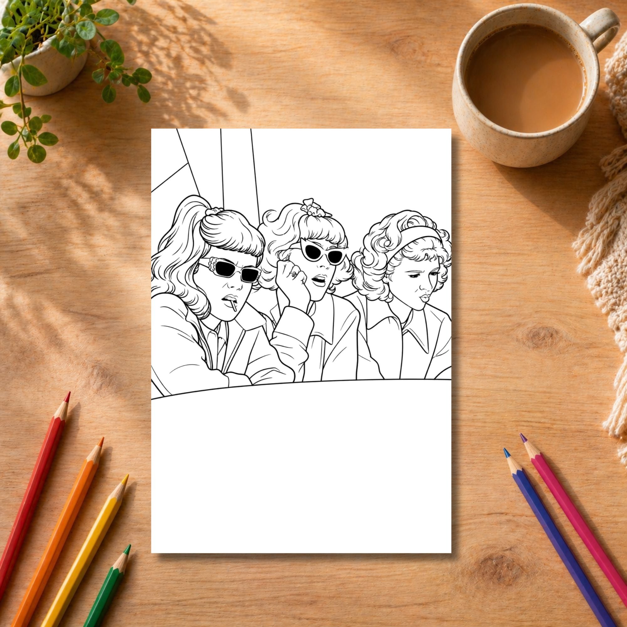 Grease Inspired Colouring Book | 21 Colouring Pages | 80s Movie Fan Gift | A4 Adult Colouring Book