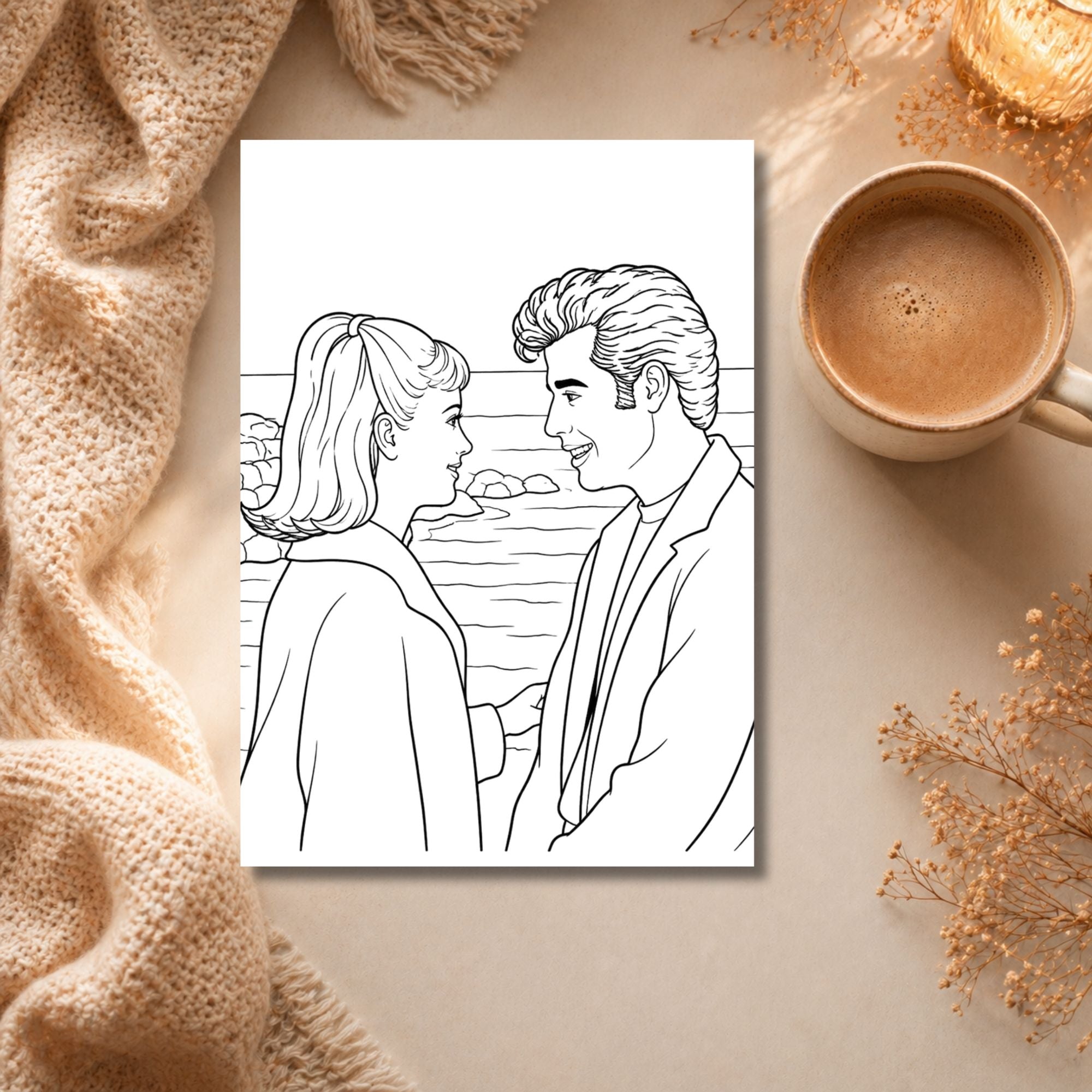 Grease Inspired Colouring Book | 21 Colouring Pages | 80s Movie Fan Gift | A4 Adult Colouring Book