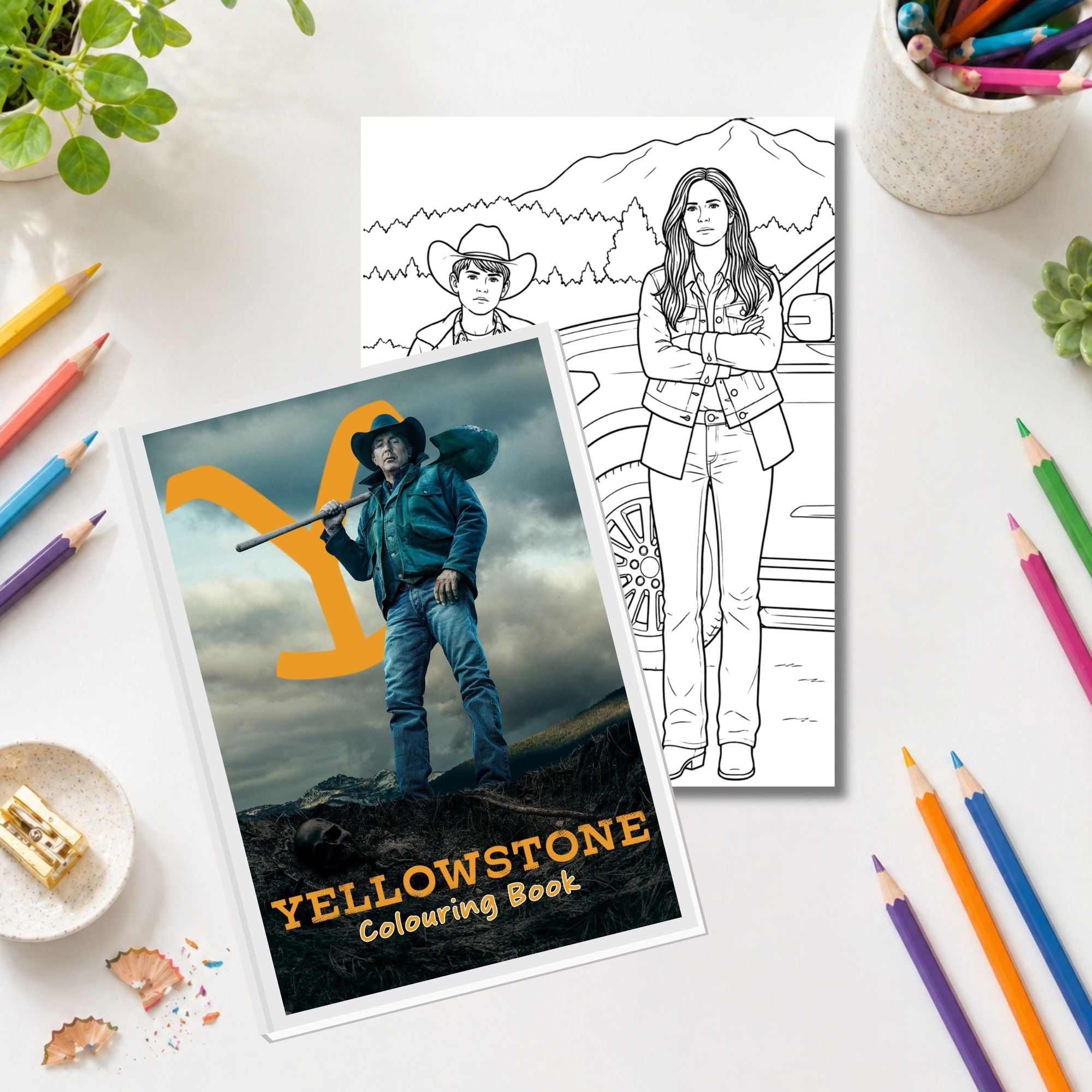 Yellowstone Inspired Colouring Book | 21 Colouring Pages | Western TV Fan Gift | A4 Adult Colouring Book