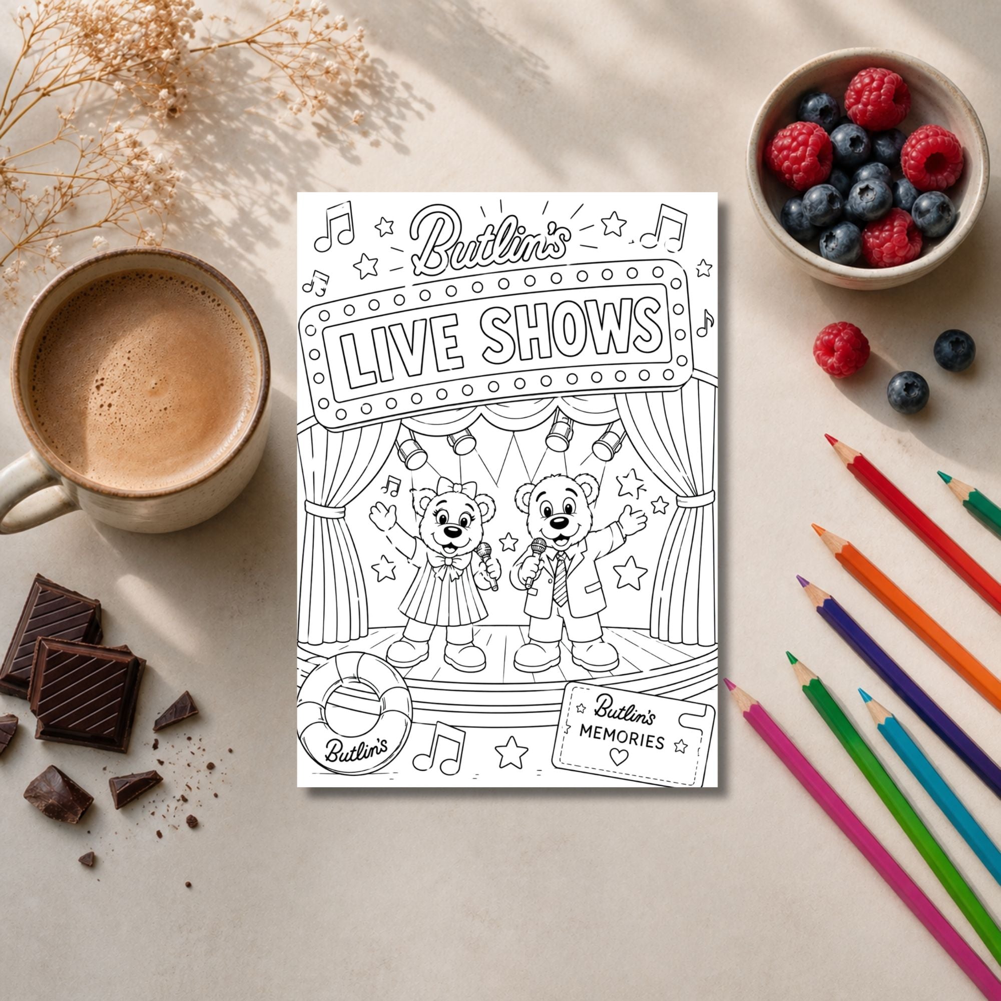 Butlin's Inspired Colouring Book | 21-Page Holiday & Seaside Adult Colouring Book | British Holiday Gift
