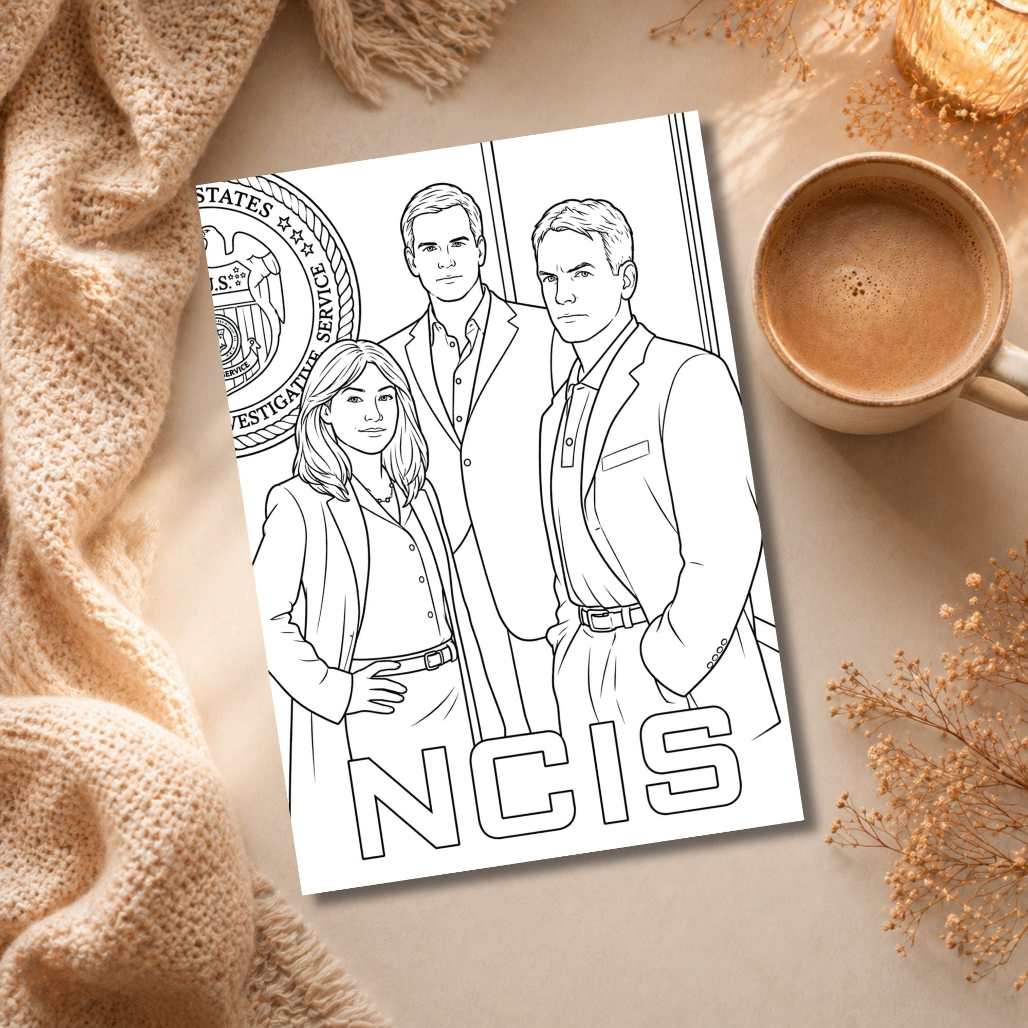 NCIS Inspired Colouring Book | 21 Page TV Crime Series Fan Colouring Book | A4 Adult Colouring Book Gift