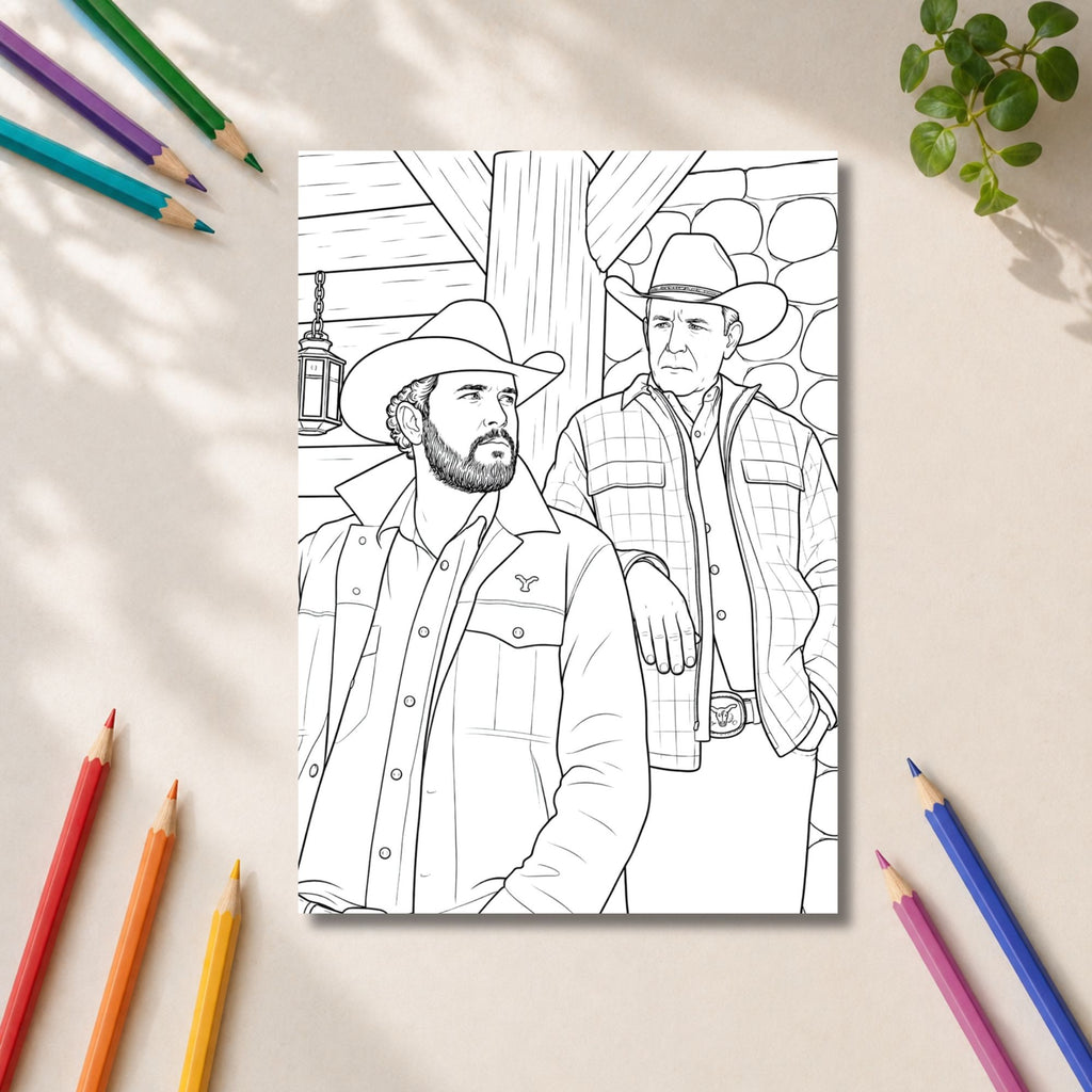 Yellowstone Inspired Colouring Book | 21 Colouring Pages | Western TV Fan Gift | A4 Adult Colouring Book