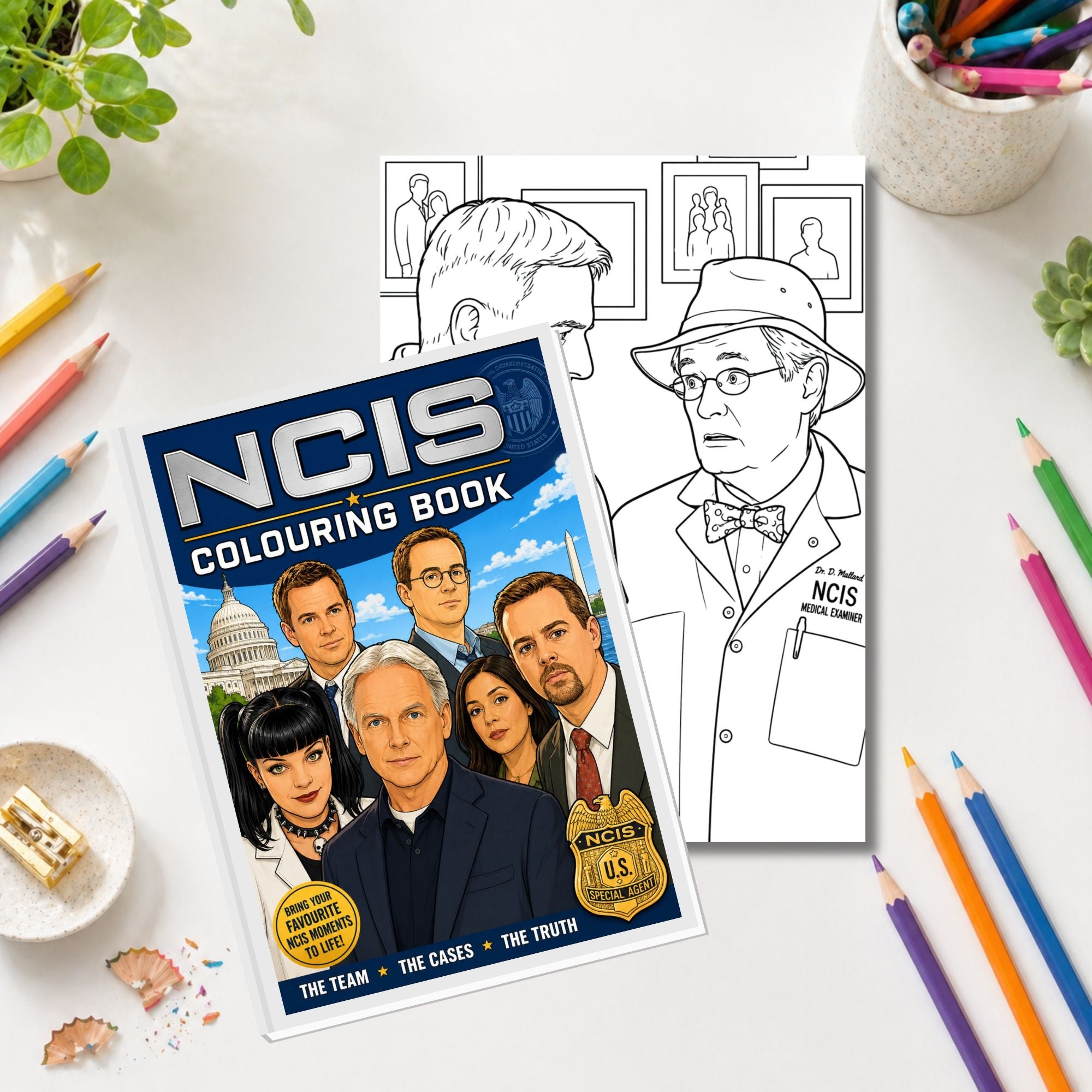 NCIS Inspired Colouring Book | 21 Page TV Crime Series Fan Colouring Book | A4 Adult Colouring Book Gift
