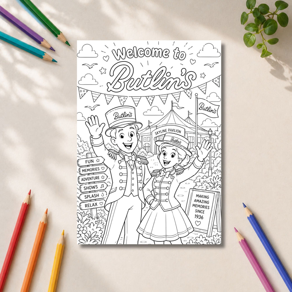 Butlin's Inspired Colouring Book | 21-Page Holiday & Seaside Adult Colouring Book | British Holiday Gift