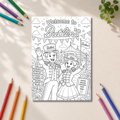 Butlin's Inspired Colouring Book | 21-Page Holiday & Seaside Adult Colouring Book | British Holiday Gift