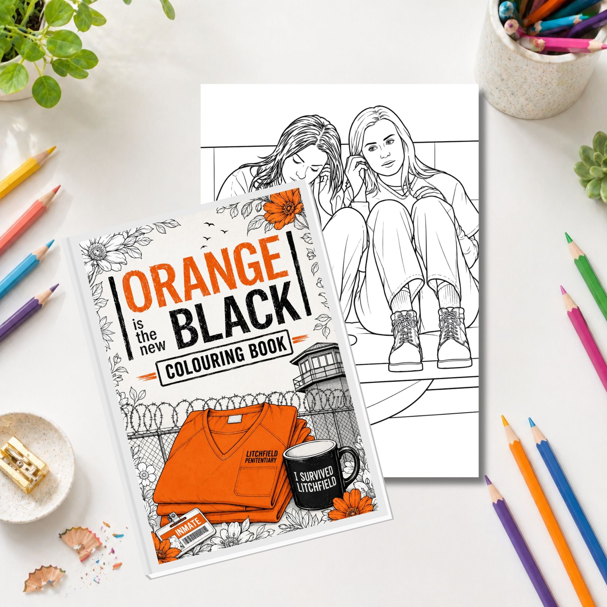 Orange Is the New Black Inspired Colouring Book | 21 Page TV Series Fan Colouring Book | A4 Adult Colouring Book Gift