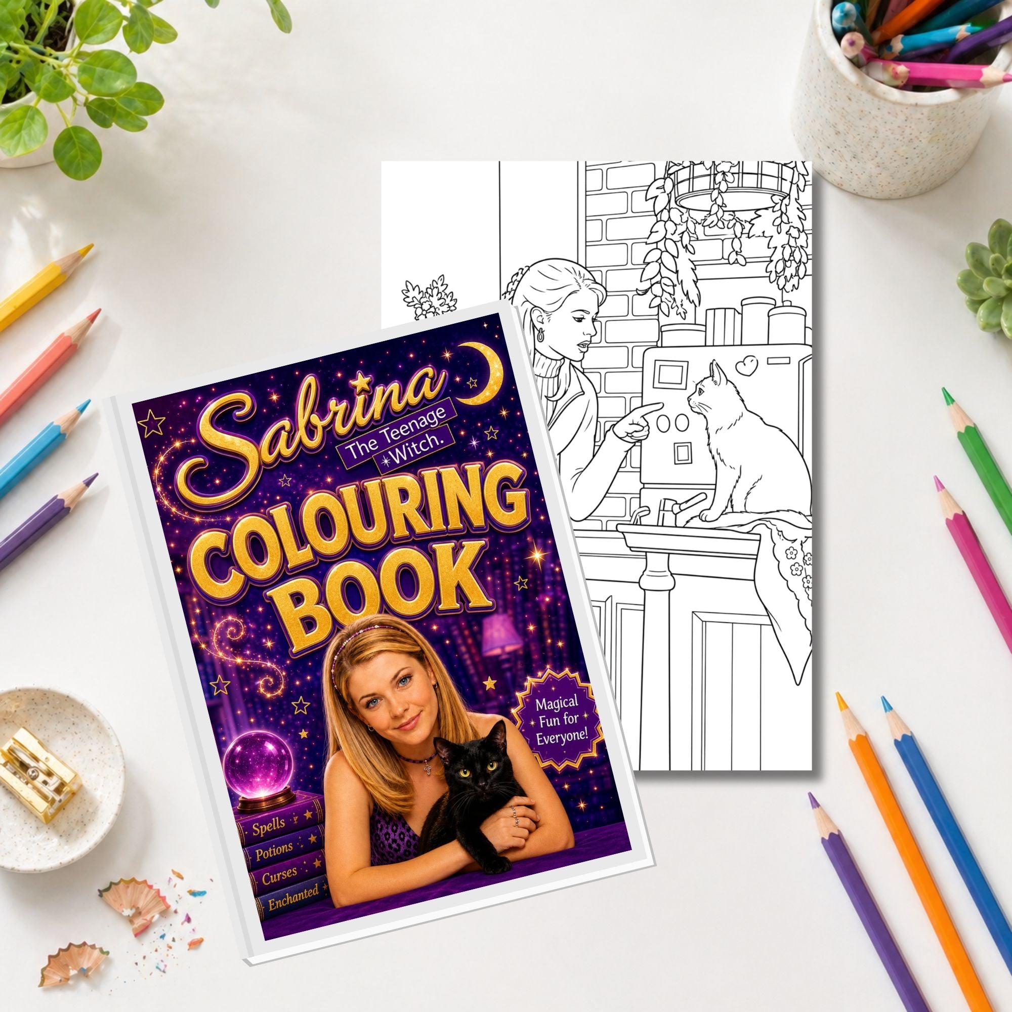 Sabrina the Teenage Witch Inspired Colouring Book | 21 Magical Colouring Pages | 90s TV Fan Gift | A4 Adult Colouring Book