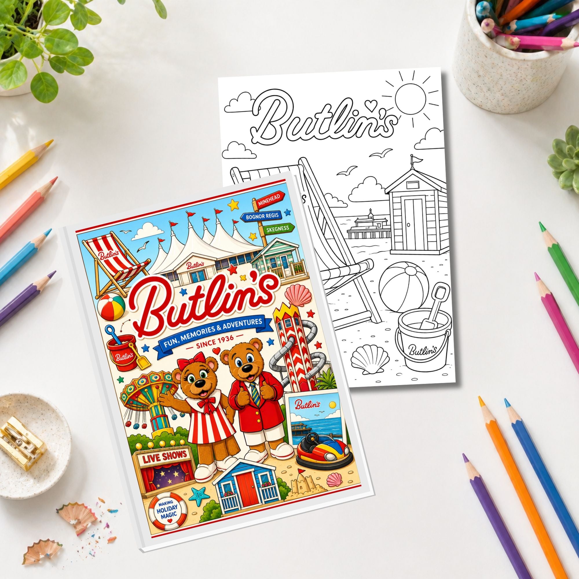 Butlin's Inspired Colouring Book | 21-Page Holiday & Seaside Adult Colouring Book | British Holiday Gift