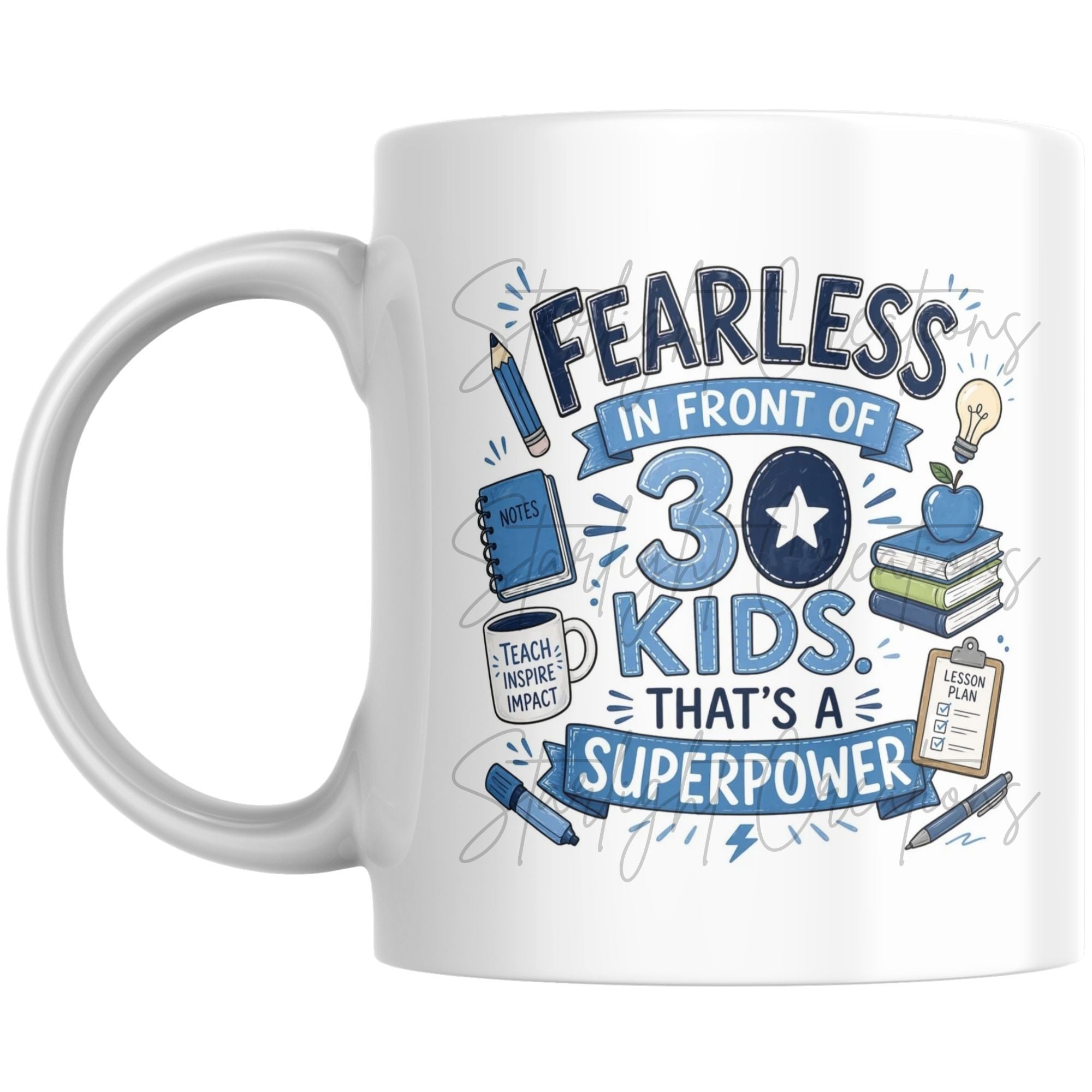 Teacher Mug & Coaster Gift Set – End of Term Teacher Thank You Mug – Fearless In Front Of 30 Kids – Teacher Appreciation Gift