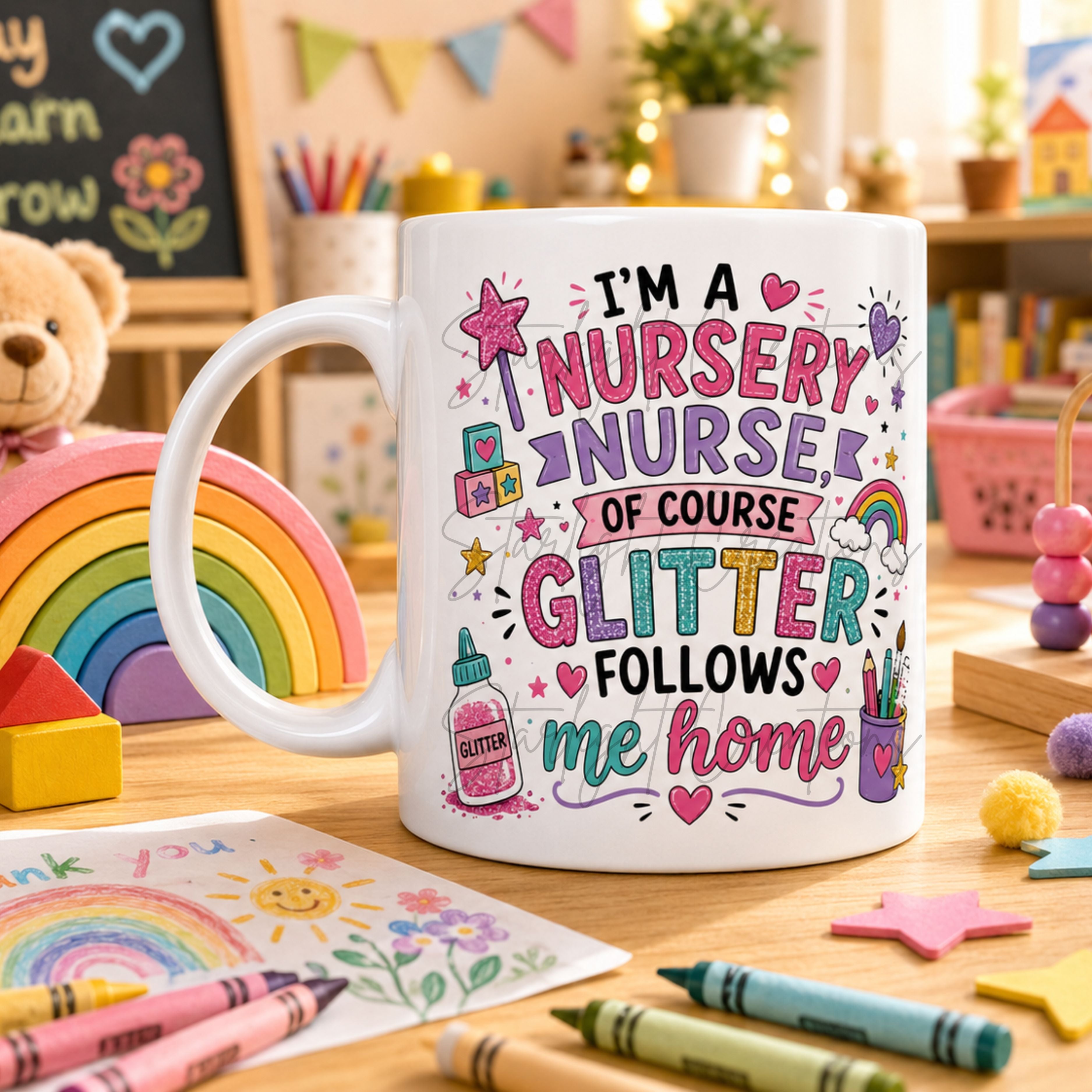 Nursery Nurse Mug – Funny Thank You Gift for Nursery Staff – Choice of 3 Designs – Personalised Teacher Style Mug