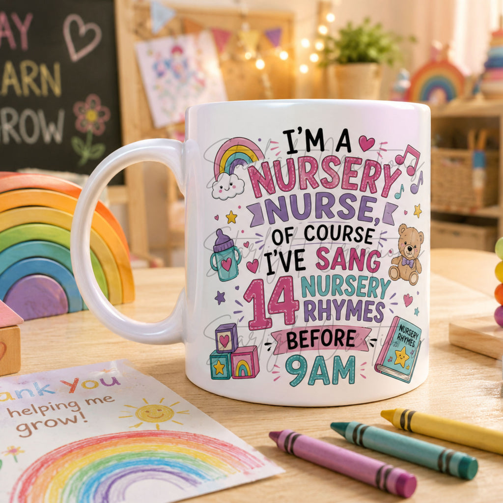 Nursery Nurse Mug – Funny Thank You Gift for Nursery Staff – Choice of 3 Designs – Personalised Teacher Style Mug