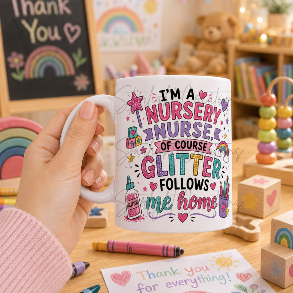 Nursery Nurse Mug – Funny Thank You Gift for Nursery Staff – Choice of 3 Designs – Personalised Teacher Style Mug