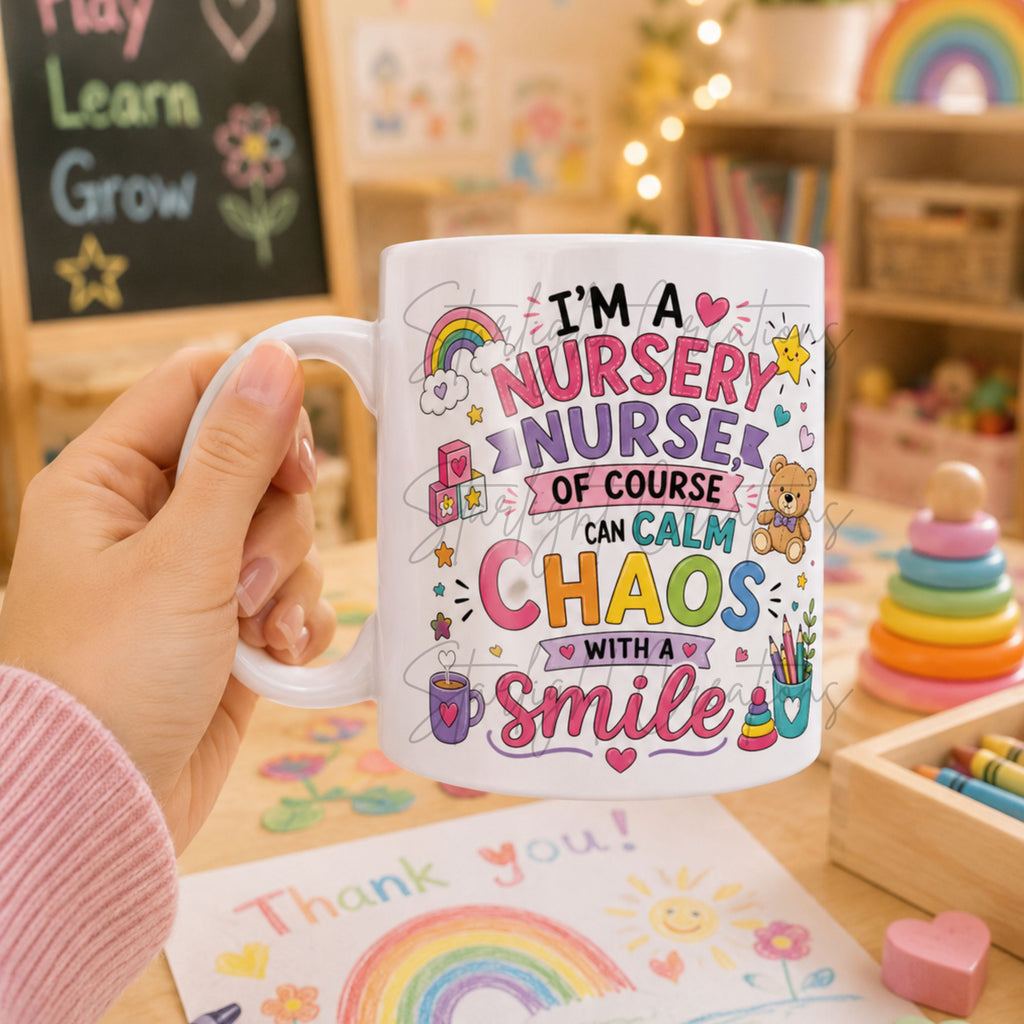 Nursery Nurse Mug – Funny Thank You Gift for Nursery Staff – Choice of 3 Designs – Personalised Teacher Style Mug