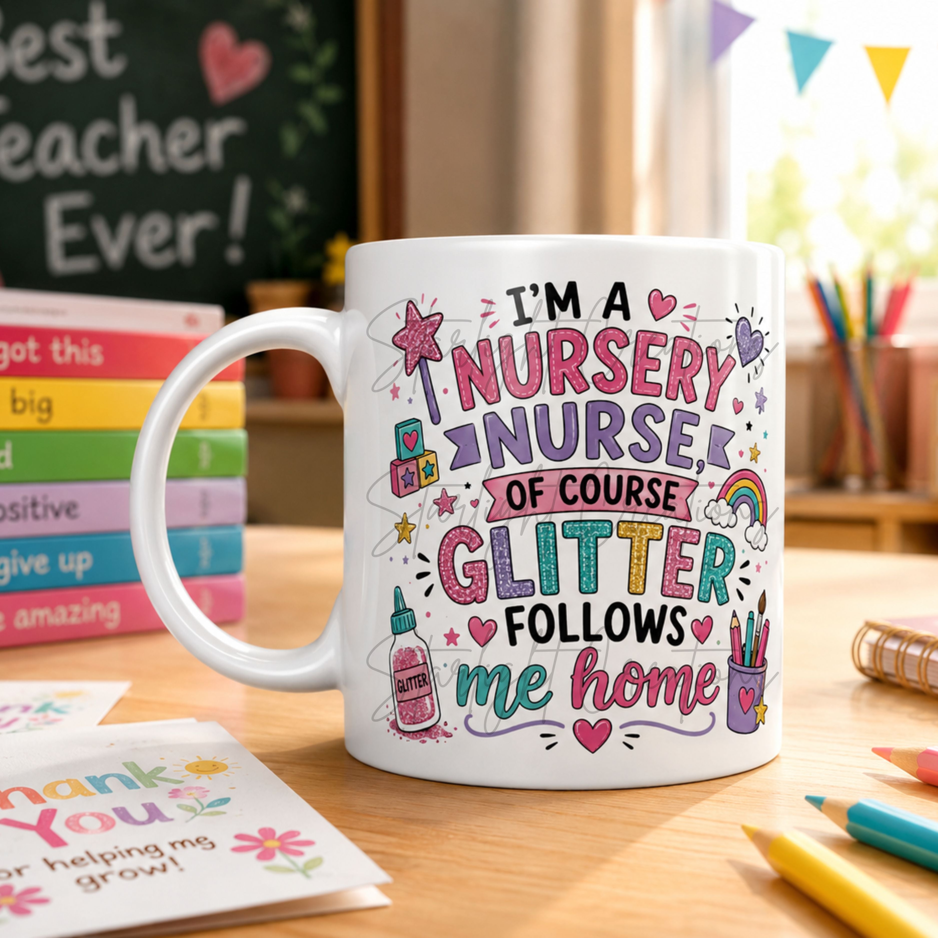 Nursery Nurse Mug – Funny Thank You Gift for Nursery Staff – Choice of 3 Designs – Personalised Teacher Style Mug