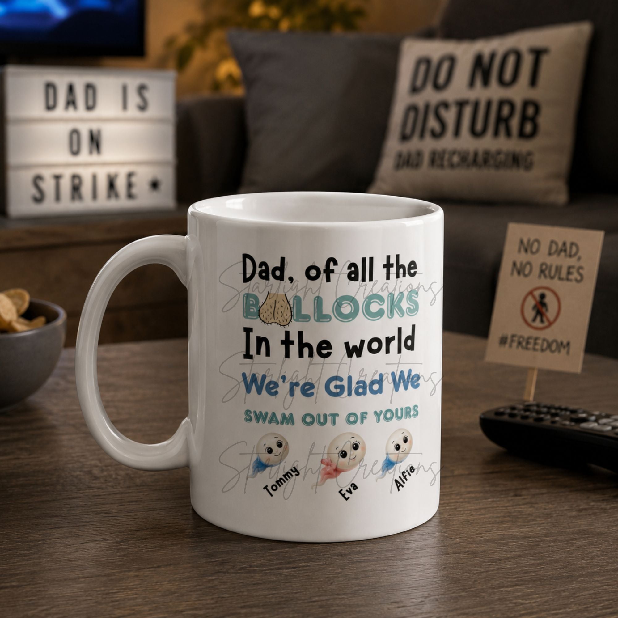 Funny Father’s Day Mug – “Dad, Of All The Bollocks In The World” Personalised Mug