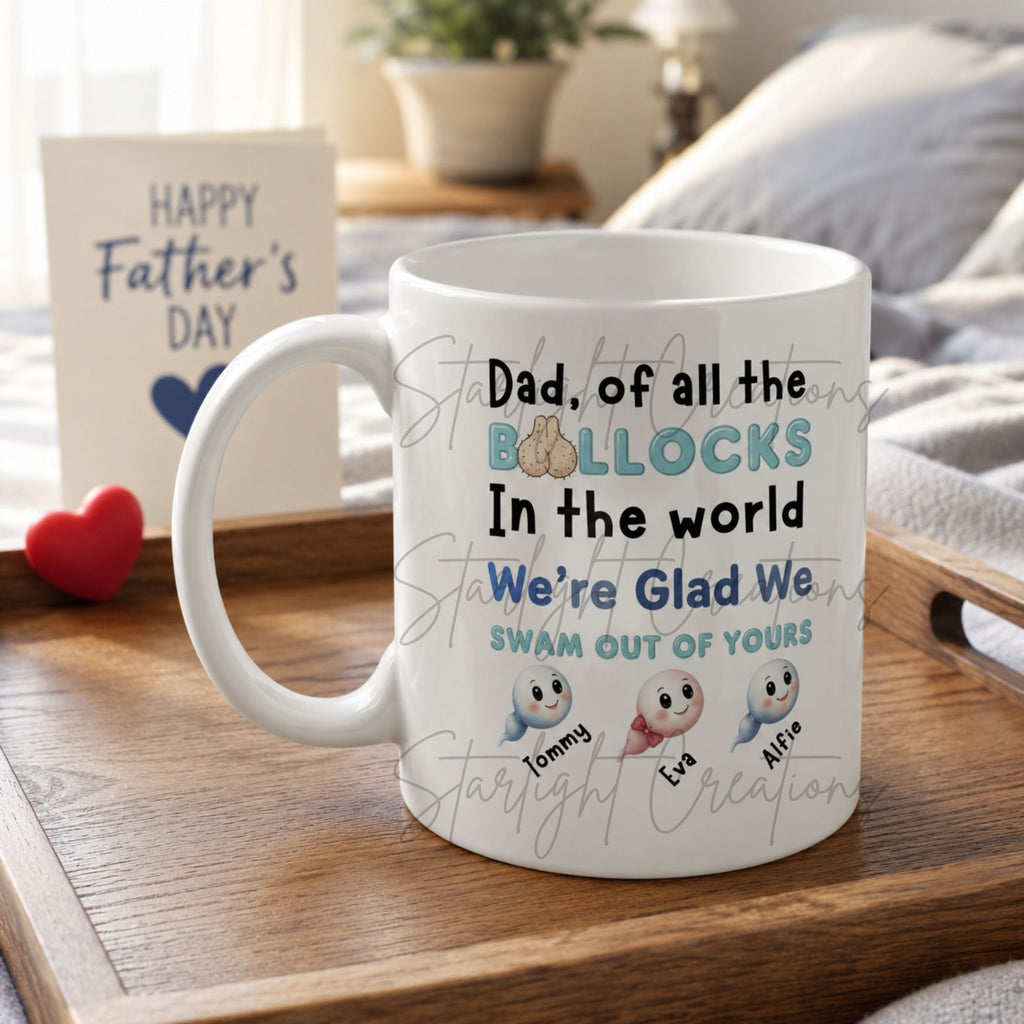 Funny Father’s Day Mug – “Dad, Of All The Bollocks In The World” Personalised Mug