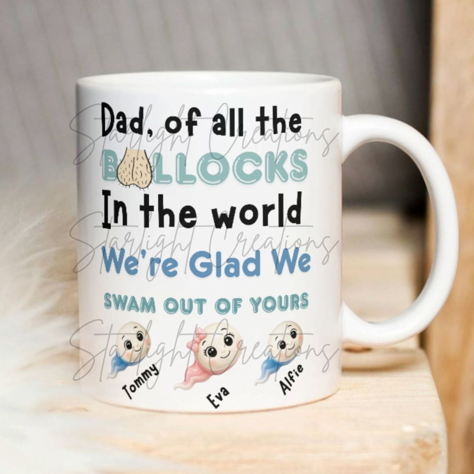 Funny Father’s Day Mug – “Dad, Of All The Bollocks In The World” Personalised Mug