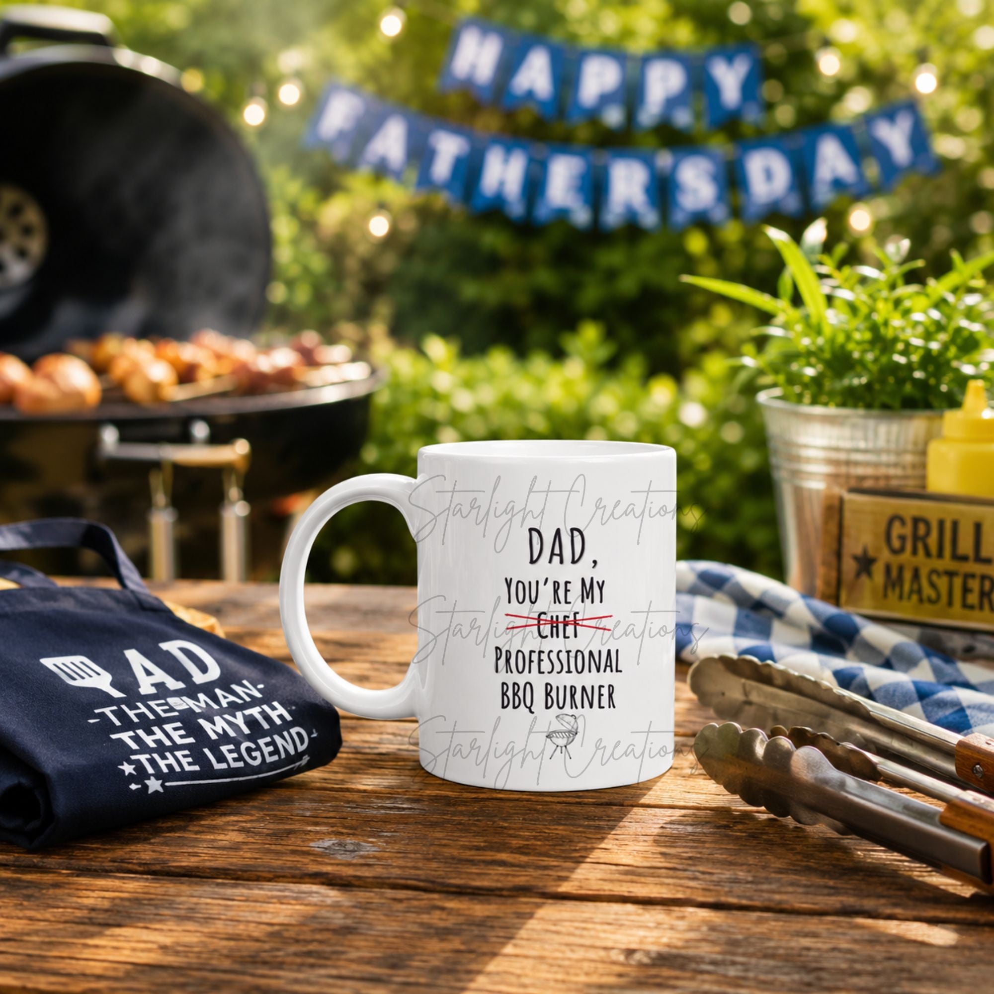 Funny BBQ Dad Mug & Coaster Set – “Professional BBQ Burner” Father’s Day Gift