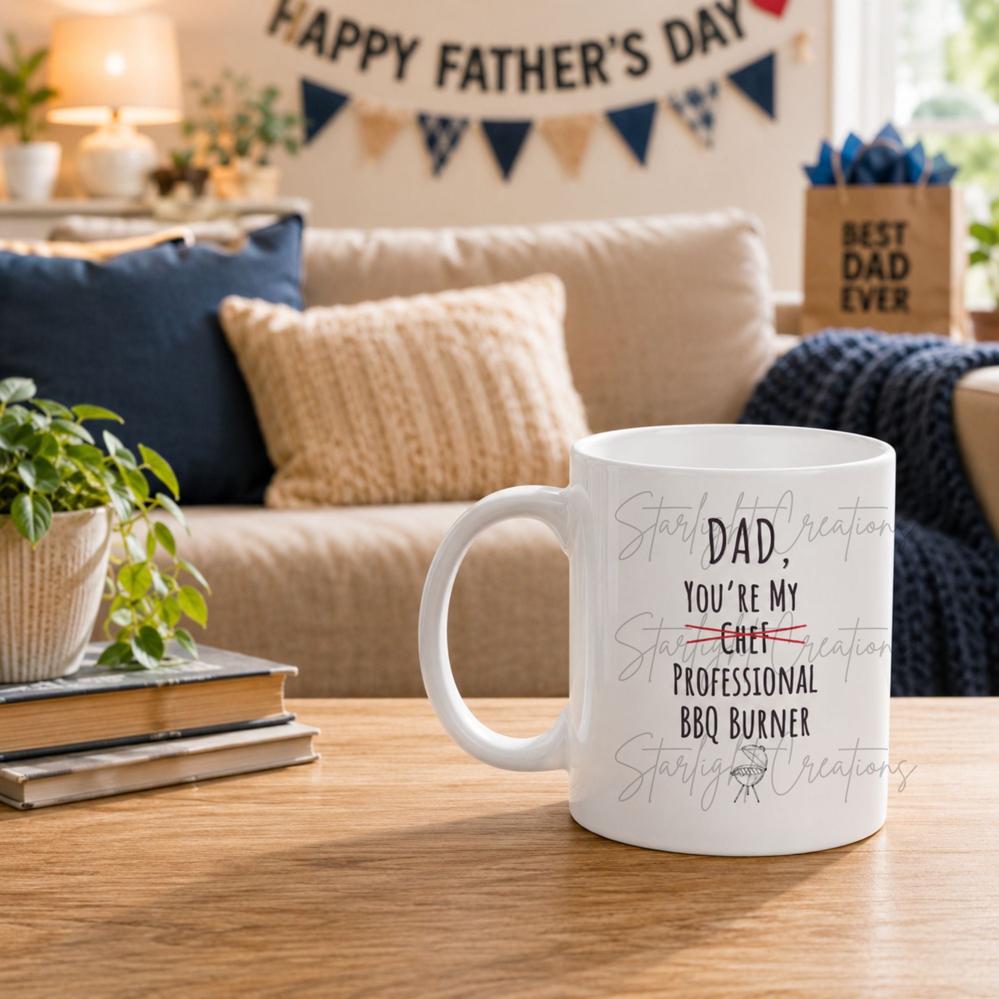 Funny BBQ Dad Mug & Coaster Set – “Professional BBQ Burner” Father’s Day Gift