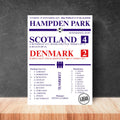 Scotland 4–2 Denmark Match Print | Hampden Park Football Score Poster | A4 Unframed Scotland Football Gift