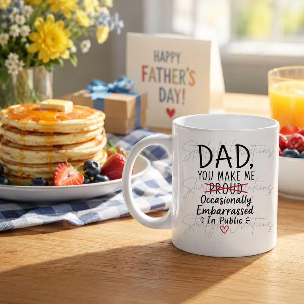 Funny Dad Mug & Coaster Set – “Dad, You Make Me Occasionally Embarrassed In Public”