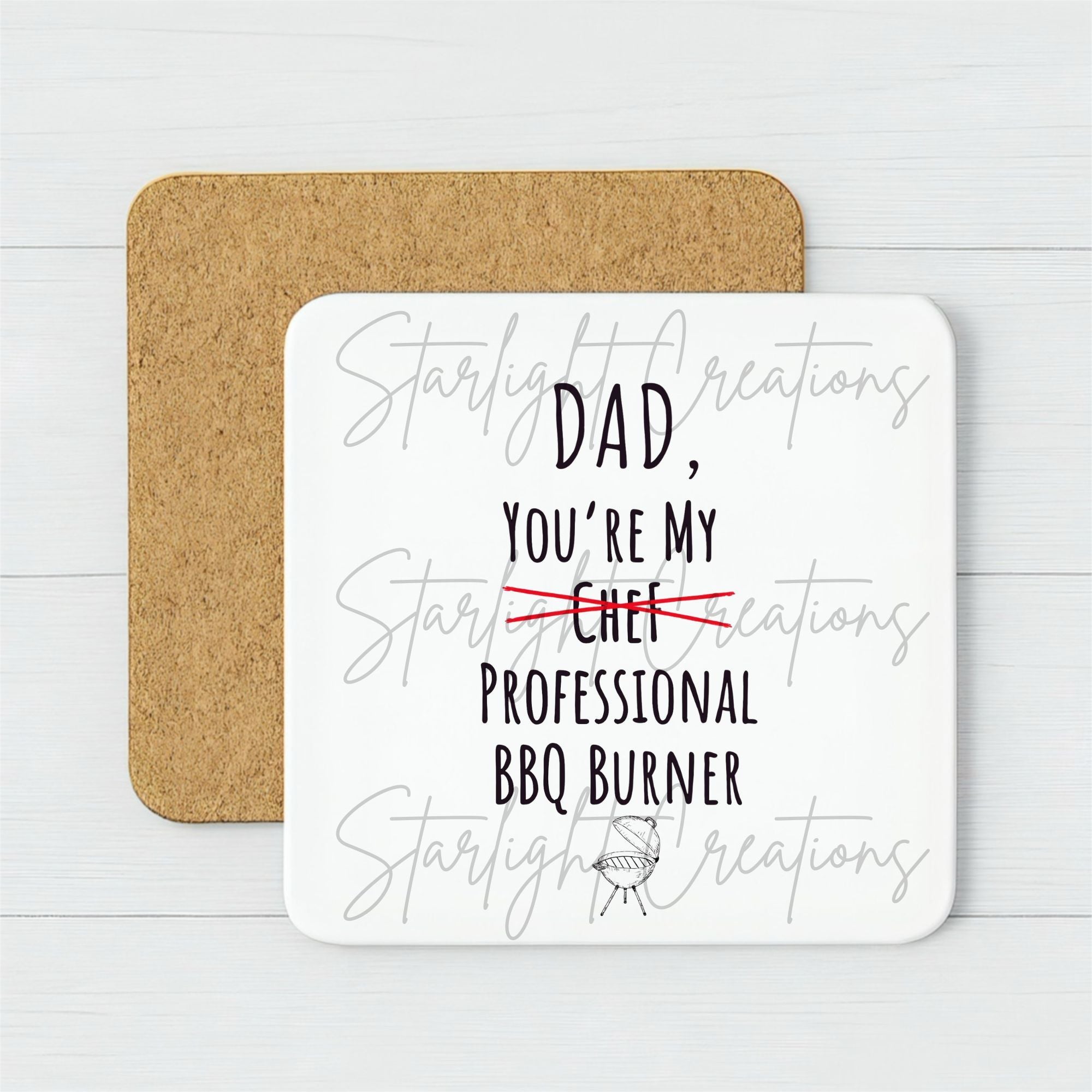 Funny BBQ Dad Mug & Coaster Set – “Professional BBQ Burner” Father’s Day Gift