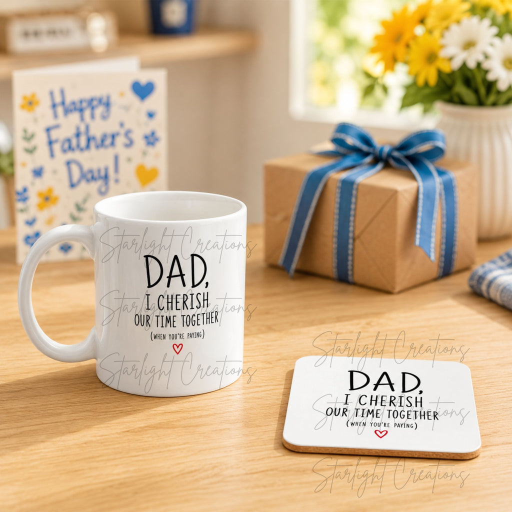 Funny Dad Mug & Coaster Set – Dad I Love You Every Time I’m Skint – Father’s Day Gift for Dad