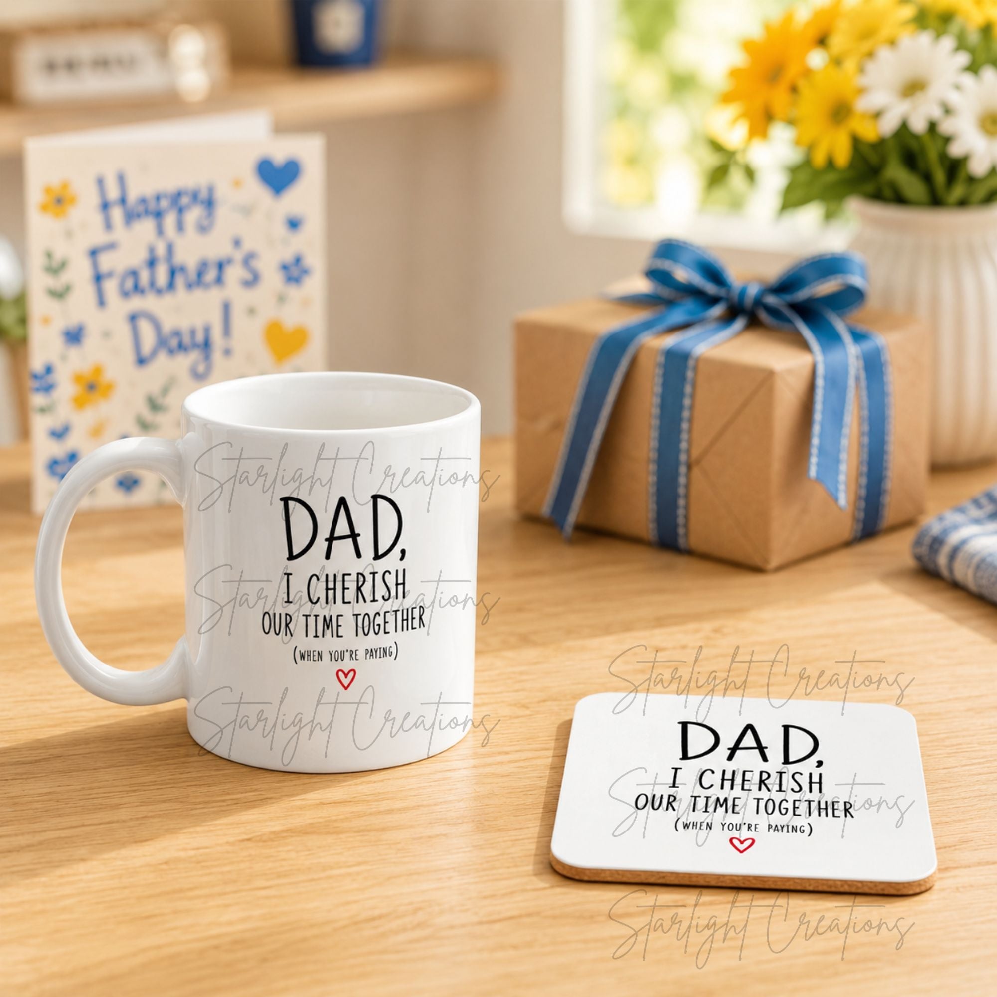 Funny Dad Mug & Coaster Set – Dad I Love You Every Time I’m Skint – Father’s Day Gift for Dad