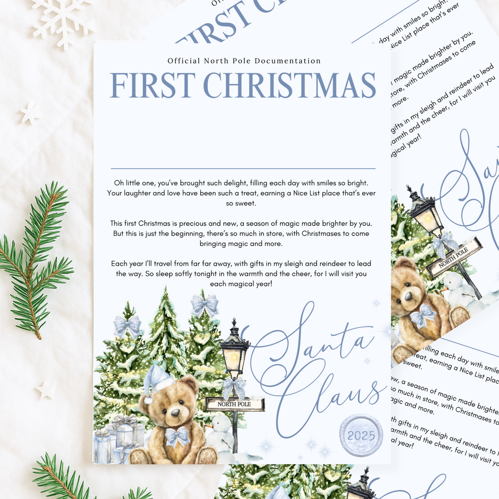Blue Bear Personalised Christmas Eve Box Certificate | Letter from Santa & Nice List