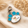 Personalised Pet Cartoon Paw Print Keyring | Custom Dog & Cat Gift