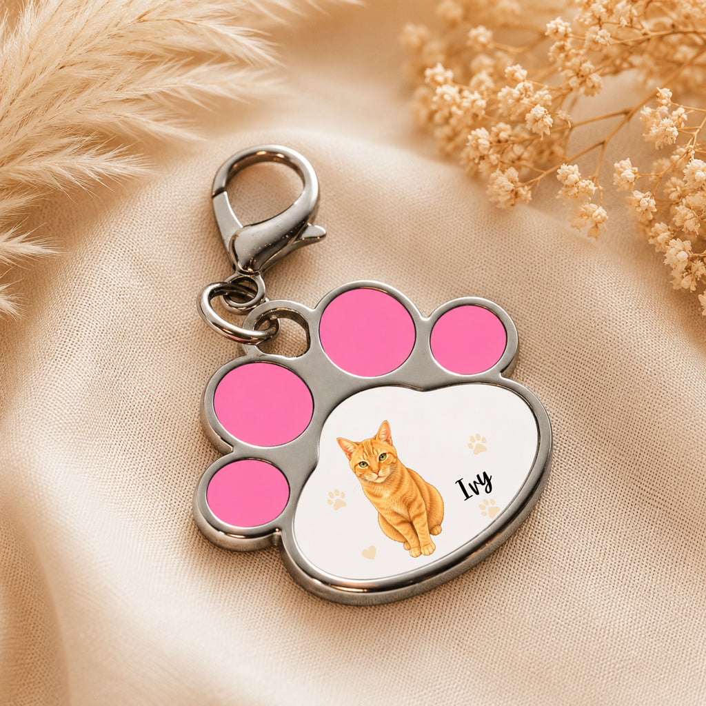 Personalised Pet Cartoon Paw Print Keyring | Custom Dog & Cat Gift