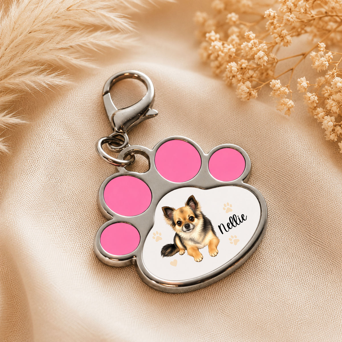 Personalised Pet Cartoon Paw Print Keyring | Custom Dog & Cat Gift