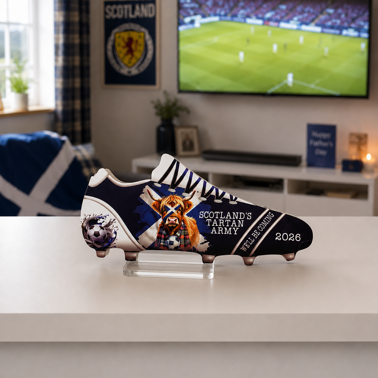 Scotland Tartan Army Football Boot Keepsake – Acrylic Scottish Football Gift – Father’s Day Gift for Scotland Fans