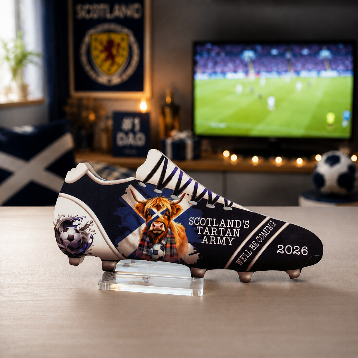 Scotland Tartan Army Football Boot Keepsake – Acrylic Scottish Football Gift – Father’s Day Gift for Scotland Fans