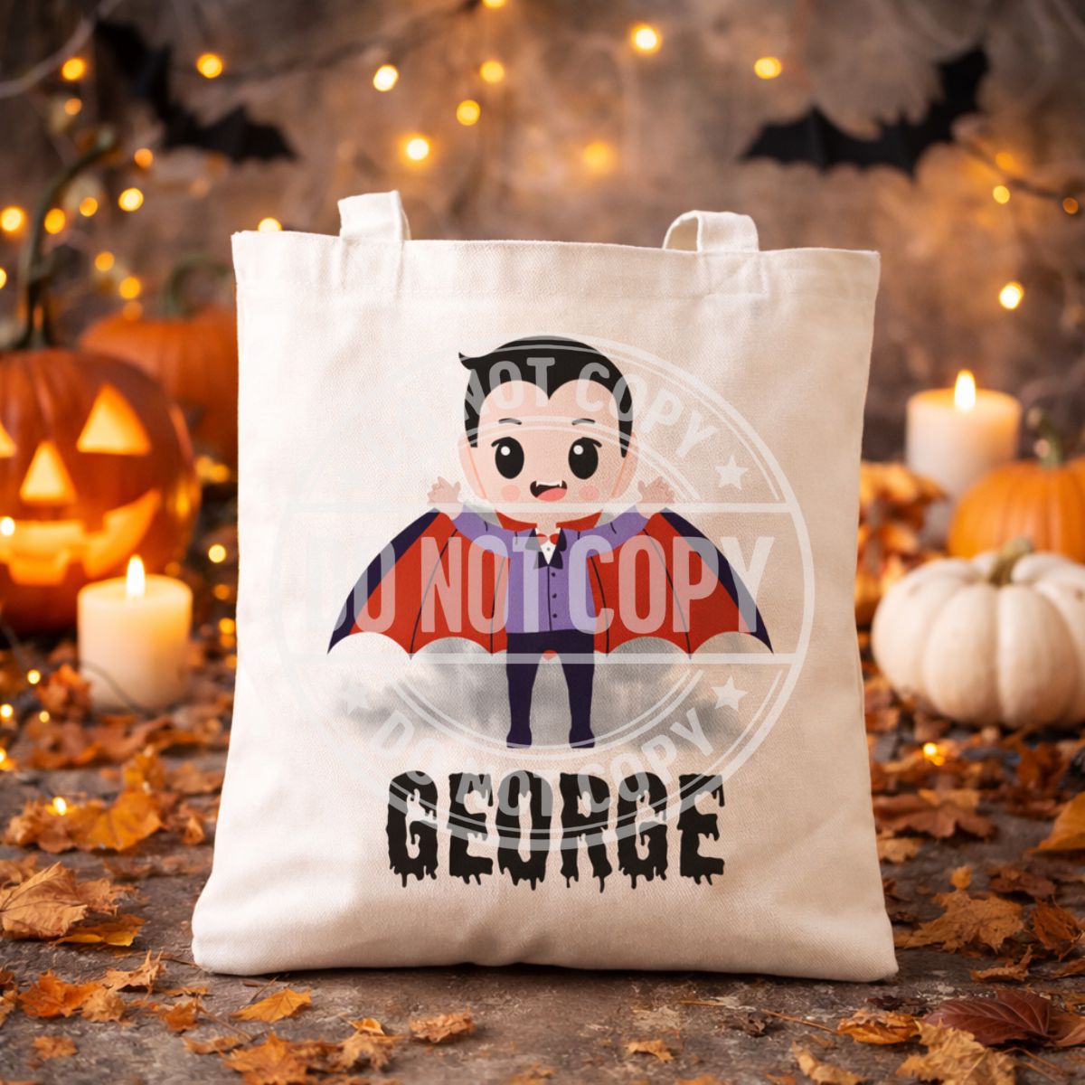 Personalised Halloween Trick or Treat Bag | Custom Kids Halloween Tote | 18 Cute Spooky Designs | Reusable Candy Bag | Personalised Pumpkin Bag
