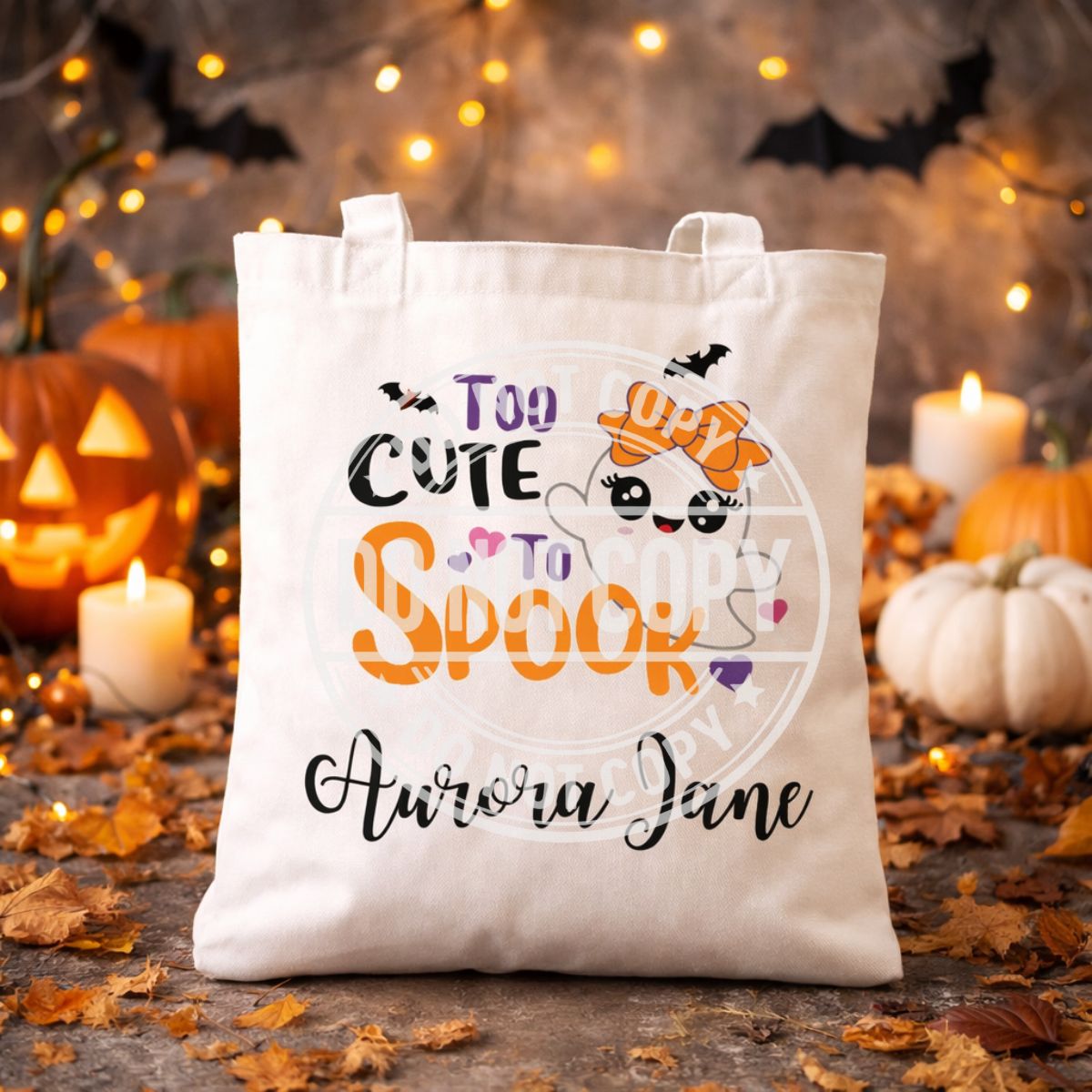 Personalised Halloween Trick or Treat Bag | Custom Kids Halloween Tote | 18 Cute Spooky Designs | Reusable Candy Bag | Personalised Pumpkin Bag